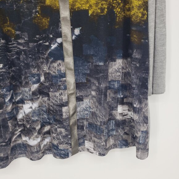 Gerry Weber Abstract Geometric Print Top  Womens Scoop Neck Gray Yellow - Picture 4 of 6